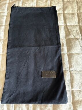 BOSS Black Drawstring Shoe Dust Bag with Logo Patch